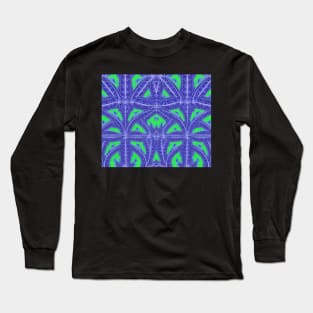 Sapphire Blue Aesthetic - Blue Fractals Abstract Pattern Long Sleeve T-Shirt